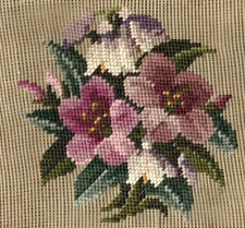 VTG PREWORKED 23" x 21.5" Paragon Wool Needlepoint Tapestry Floral No. B7133