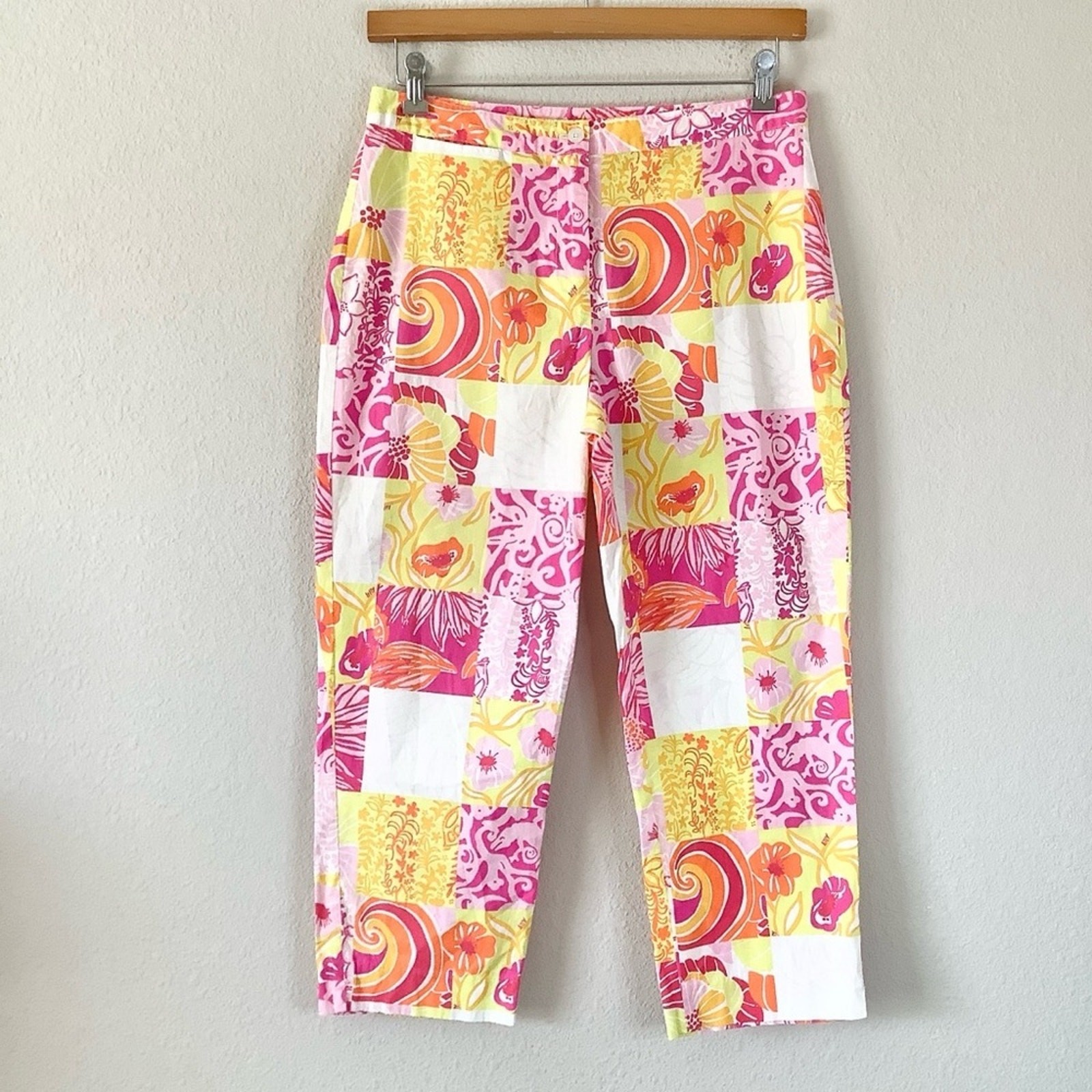 LILLY PULITZER Cropped Patchwork Capri Pants Sz 1… - image 1