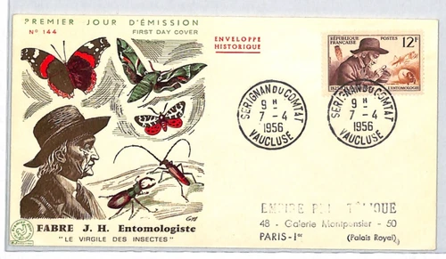 FRANCE *JH Fabre* First Day Cover 1956 Vaucluse FDC {samwells-covers}RF192