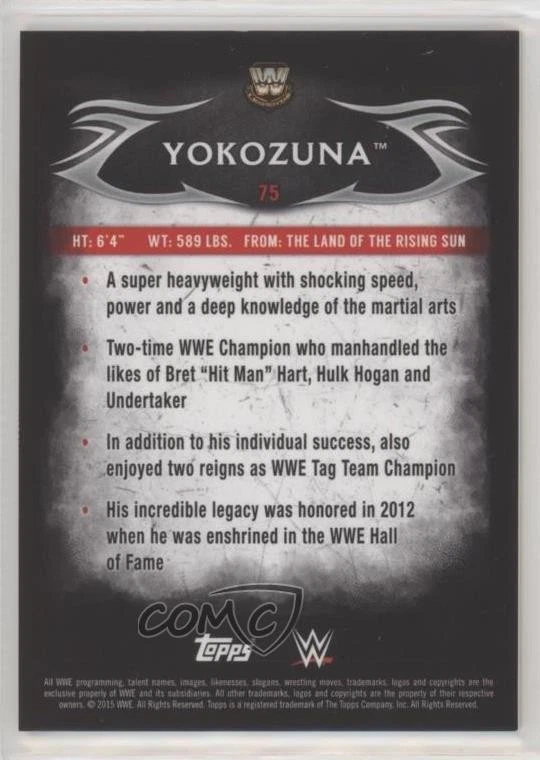 2015 Topps WWE Undisputed Black /99 Yokozuna #75 - Image 2 of 2