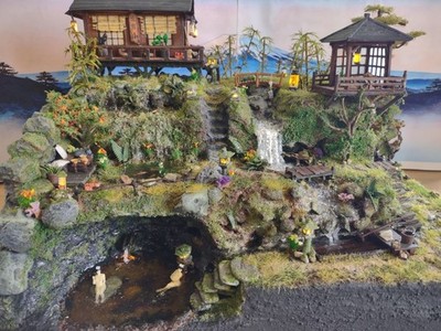 Handmade Japanese Onsen Diorama 1:48 Miniature Art OOAK LED Lighted