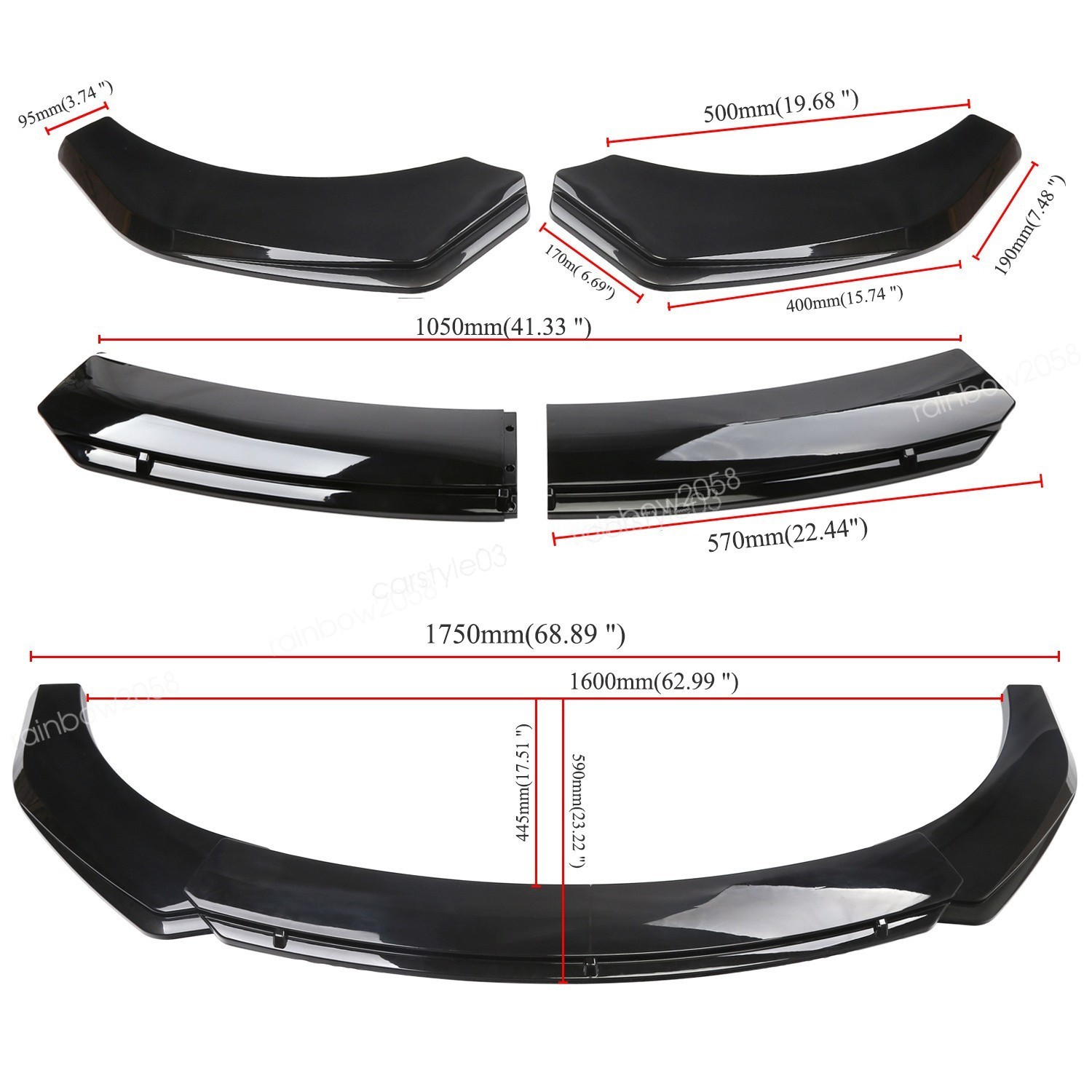 For Maserati Ghibli 14-22 Black Front Bumper Lip Chin Splitter Spoiler Body Kit