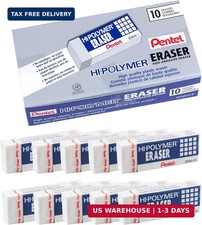 Pentel Hi-Polymer Block Eraser, Large, White, Pack of 10 Erasers
