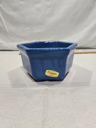Vintage Haeger Hexagonal 6 Sided Planter Beautiful Blue Haeger USA 4002