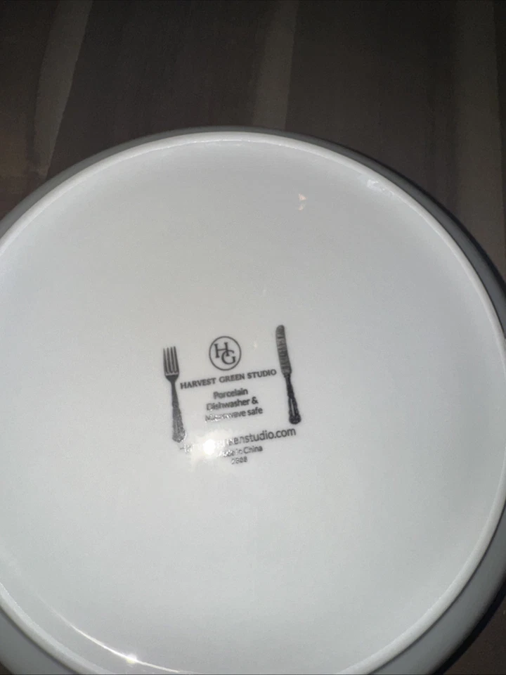 Conjunto de 4 tigelas de cereais de macarrão branco Harvest Green Studio porcelana em relevo - Imagem 2 de 2