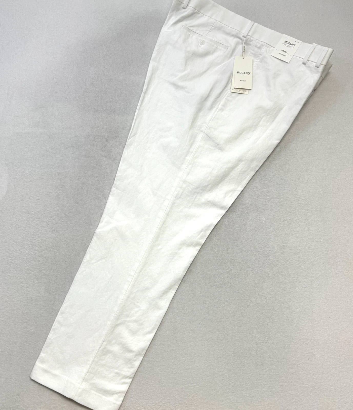 Murano Baird McNutt Men Linen Dress Pants White Relaxed Fit Big W46 L30 NWT $115