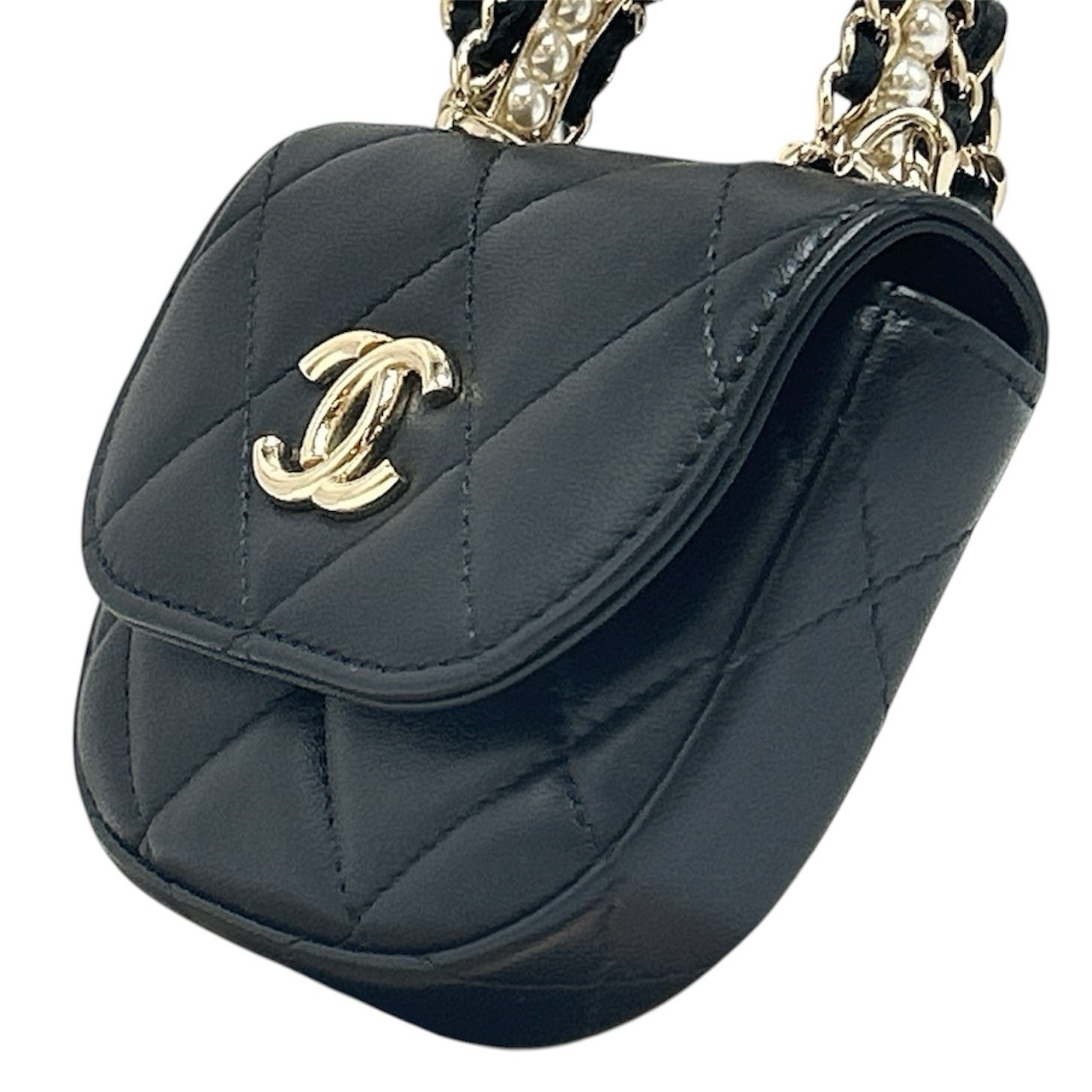CHANEL Mini Mini Matelasse Quilted Lambskin Top Handle Micro CC Pearl Black image 3