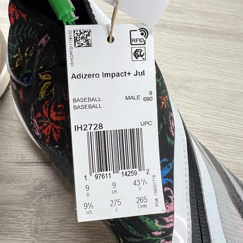 adidas Julio Rodriguez x Adizero Impact+ Cleats Floral Graphics IH2728 Mens 9.5 - Picture 9 of 9