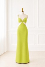 Mac Duggal 27110 Sage Green Cutout Midi Dress Spaghetti Strap 2 NWT MSRP $398