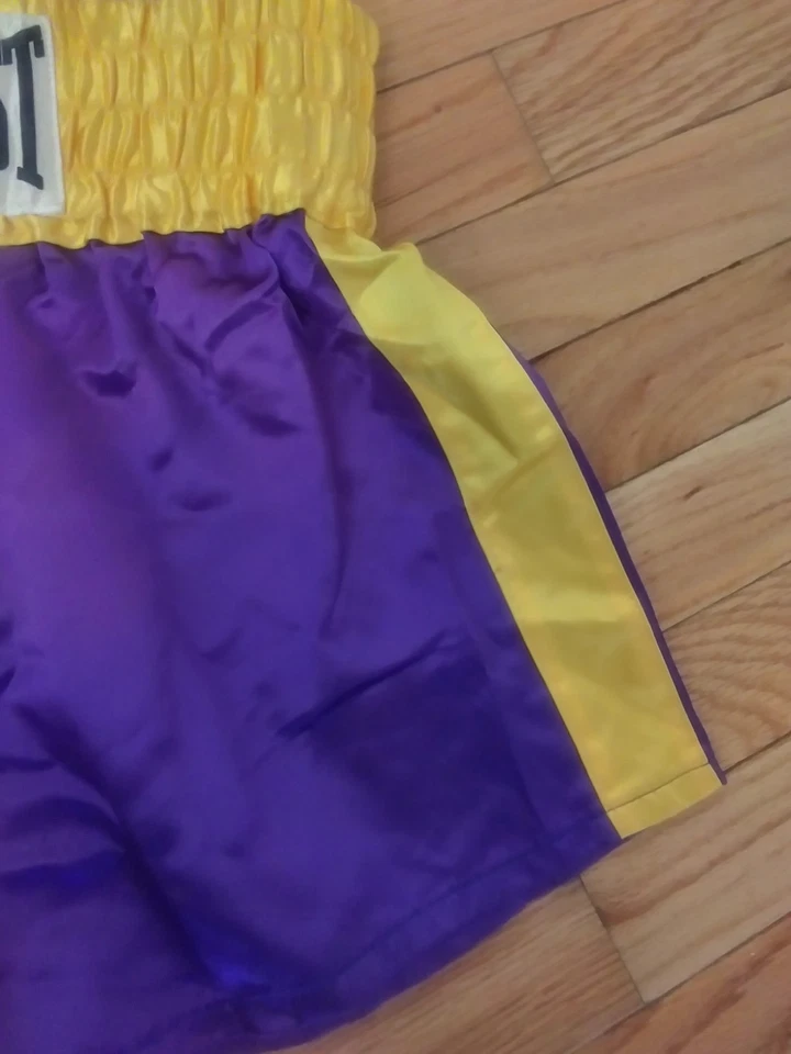Baúles de Boxeo Everlast Vintage Púrpura Dorado Satinado Estilo Match Niño Talla Pequeña Foto 3 de 4