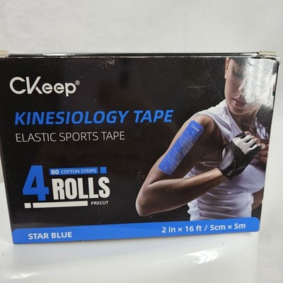 CKeep Kinesiology Tape 4 Rolls Blue Elastic Sports Tape 2in x 16ft Waterproof