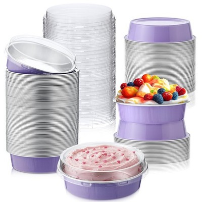Yinder 120 Pcs 8 oz Disposable Mini Pie Tins with Lids Aluminum Ramekins Foil Pi