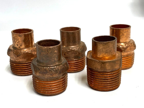 MALE CUP STYLE STRAIGHT ADAPTOR OAL OF 1-1/2" COPPER MATERIAL **LOT OF 5