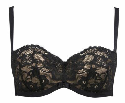 GOSSARD UNWIDERSTEHLICHER SCHWARZER TRÄGERLOSER SPITZEN-BH UK 34B UVP 45 £ LN022 EE 09