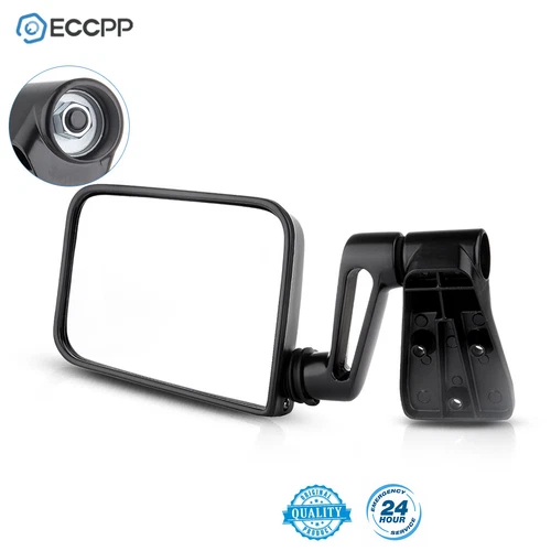 Black Manual Passenger Side View Door Right Mirror For 87-02 Jeep Wrangler Truck