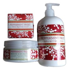 Set of 4 Greenwich Bay PEPPERMINT FROST Bath Products, Lotion, Body Butter, Soap