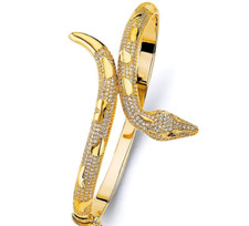 NEW 14K YELLOW GOLD SNAKE OVAL BANGLE