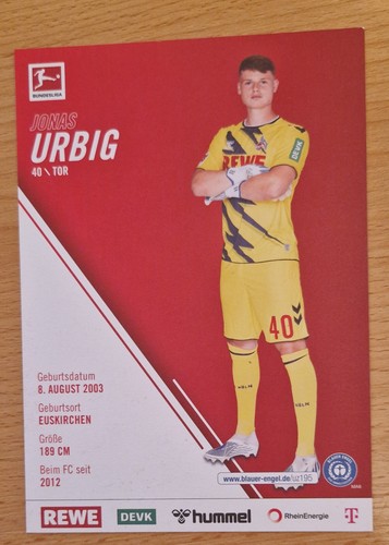 Jonas Urbig    Autogrammkarte  1. FC Köln 2022/2023  original signiert - Bild 2 von 2