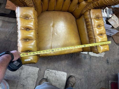 RARE Antique Chesterfield Tufted Platform Rocking Chair / Carved Furry Paw Feet - Picture 19 of 24