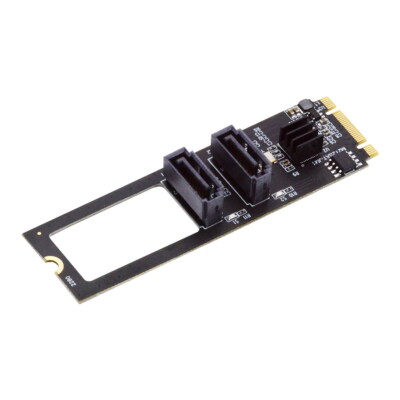 Cablecy NGFF Key B+M PCI Express to SATA 3.0 6Gbps Dual Ports Card JMB582 2280