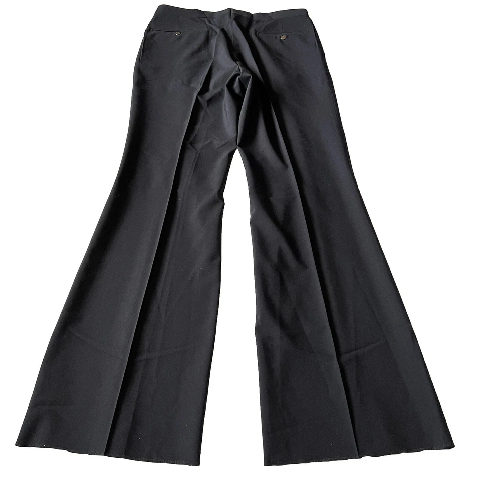 54 Thierry Mugler Negro Suelto Cintura Alta Pantalón Lana Dobladillo Sin Cortar NUEVO US 14 Foto 4 de 4