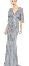 Mac Duggal 93583 Sequined V Neck Cape Sleeve Gown sz 12 NWT