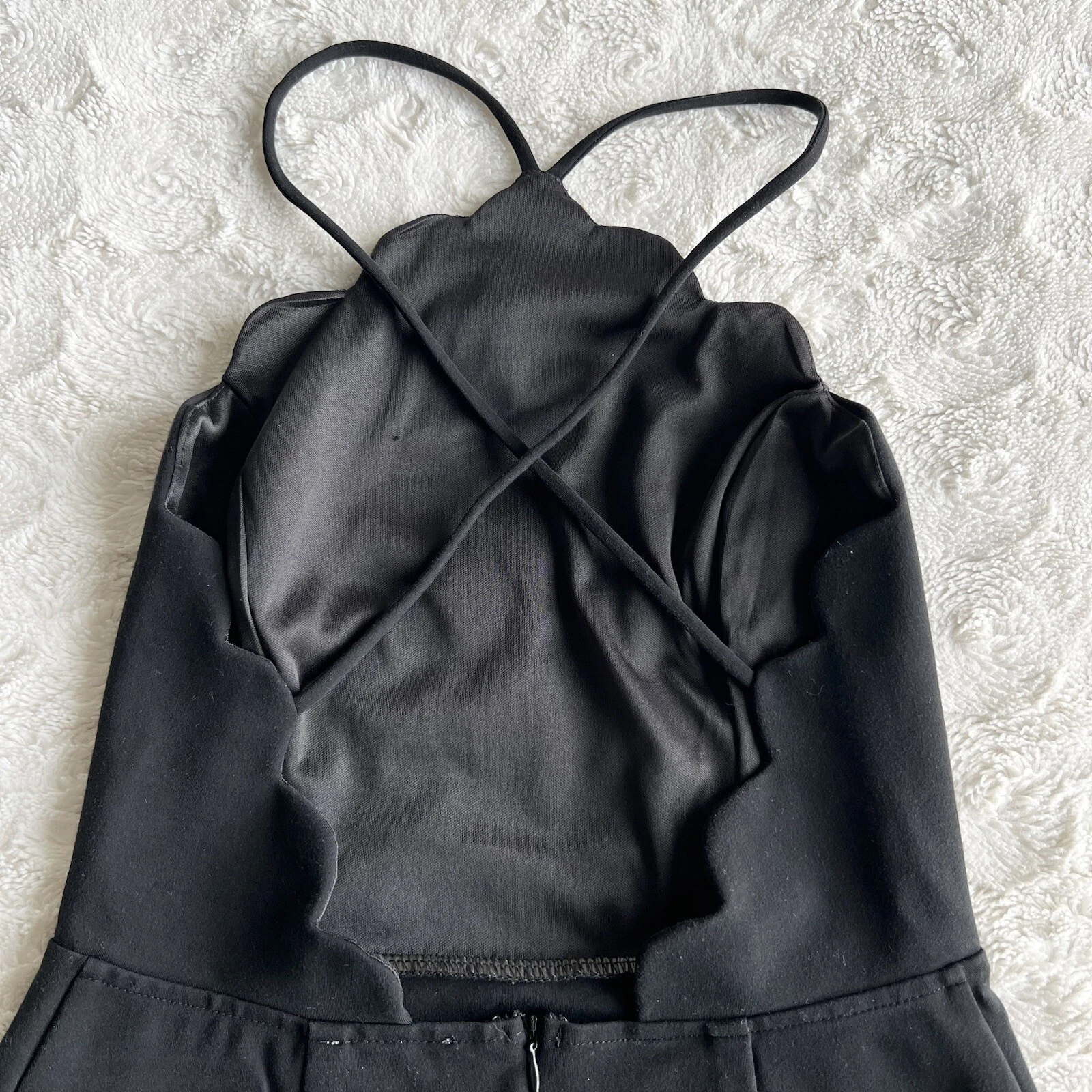 VALENTINO Abito Lush donna nero medio smerlato schiena scoperta collo alto mini LBD formale