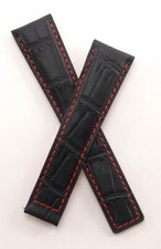 CINTURINO OROLOGIO IN PELLE STILE COCCODRILLO NERO/ROSSO 20/16 mm per TAG Heuer MONZA