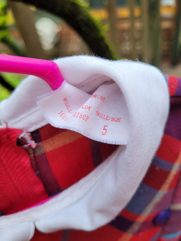 Girls Dress Size 5 White Collar and Cuffs Red Blue Plaid  Winter Holiday  - Image 3 of 4