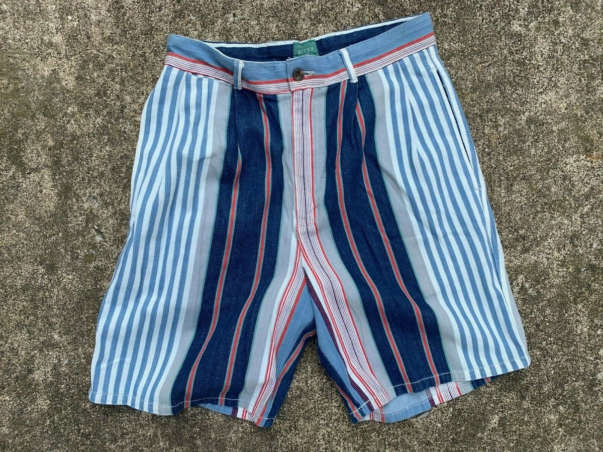 80s 〜 stripe slacks shorts Vintage 80s 90s Surf Stripe Color Block Grunge Chino Denim Jean