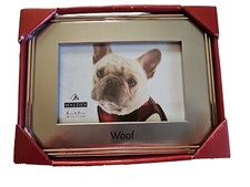New Malden - Dog " Woof " Silver Finished Photo Frame With black lettering 4 X 6