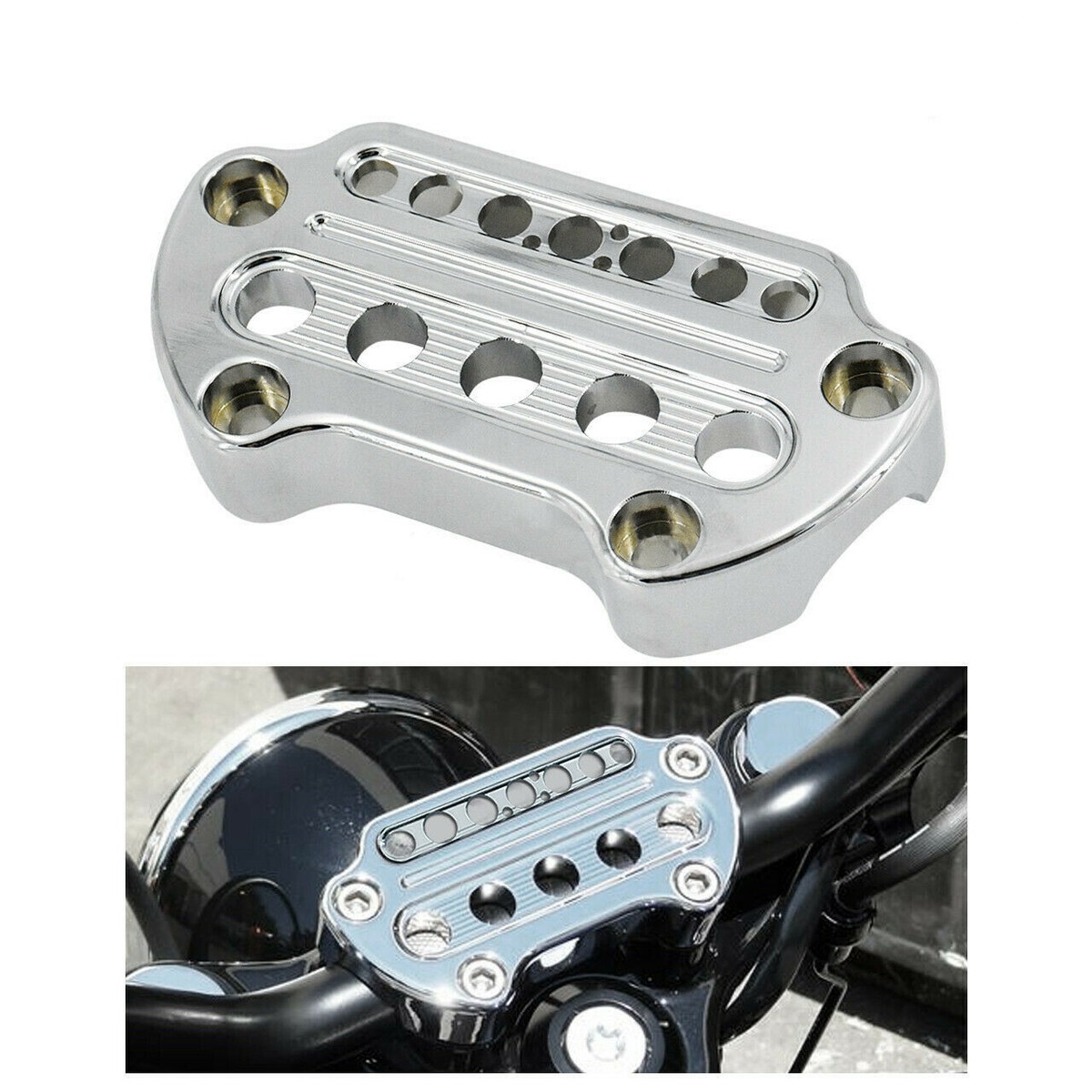 Black CNC Aluminum Indicator Handlebar Clamp / Riser For Harley Sportster Iron 883 & Dyna (1995+)