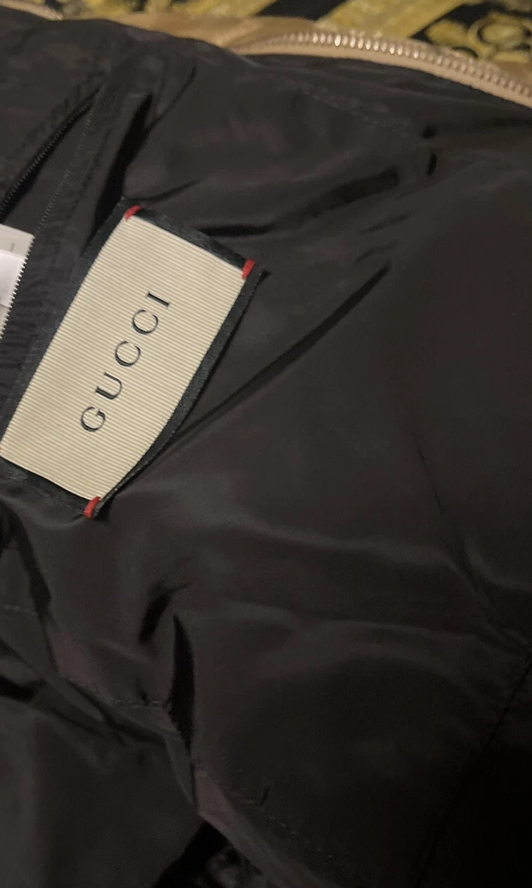 CAPPOTTO NUOVO CON ETICHETTE 100% AUTENTICO GUCCI NYLON JACQUARD PUFFER JACKET GG MONOGRAM TAGLIA 48