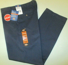 DICKIES Boy's Flat Front Pants Classic Fit 16 Husky 32X31 Navy Blue NWT