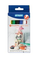6 Acrylstifte / Farbe: Gelb, Rot, Blau, GrüN, Schwarz, Weiß