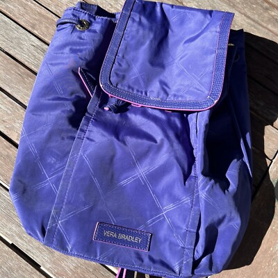 Vera Bradley Backpack Handbag Purple Nylon Drawstring Flap