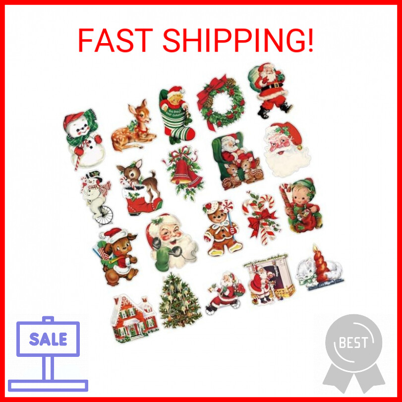 K1tpde 24PCS Vintage Christmas Cutout Home Decoration Santa Claus Snowman Cutout