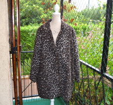 Manteau oversize classique femme  grande taille 54  noir  marron leopard Zizzi