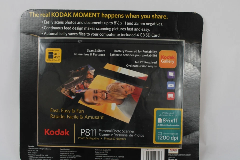 Kodak P811 Personal Photo & Negative Scanner 8x10 Film Roll Document Black New - Image 2 of 4