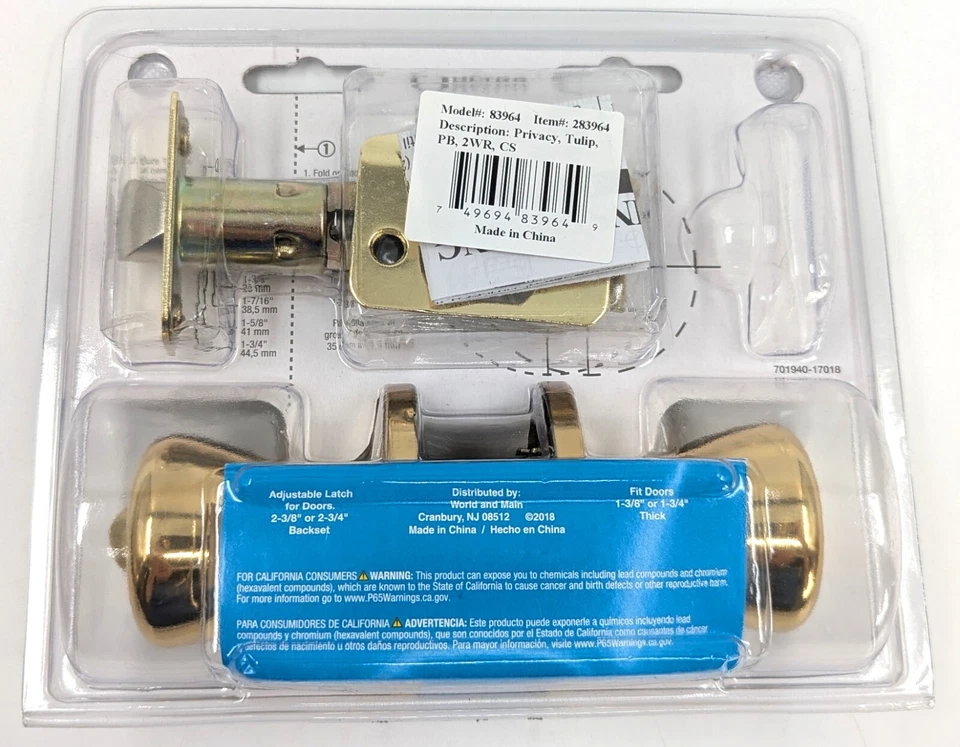 ¡NUEVO! Juego de cerraduras de privacidad bloqueables para cama y baño de latón pulido ultra seguridad, interior Foto 4 de 4