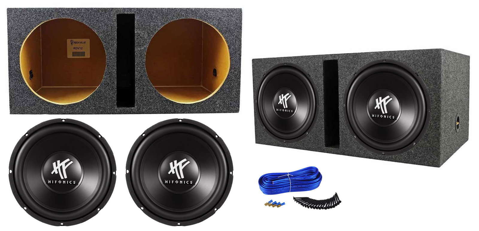 2 Автомобильные сабвуферы Hifonics HFX12D4 мощностью 12 1600 Вт 4-омные DVC-динамики Вентилируемый корпус сабвуфера 26290₽