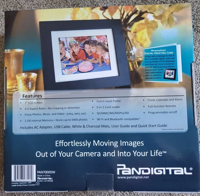Pandigital Panimage 7" Digital Photo Frame Holds 6400 Images 1GB Memory NEW - Image 3 of 4