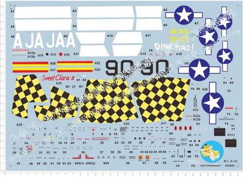 1/32 P-51B Mustang II Fighter Model Kit Water Decal