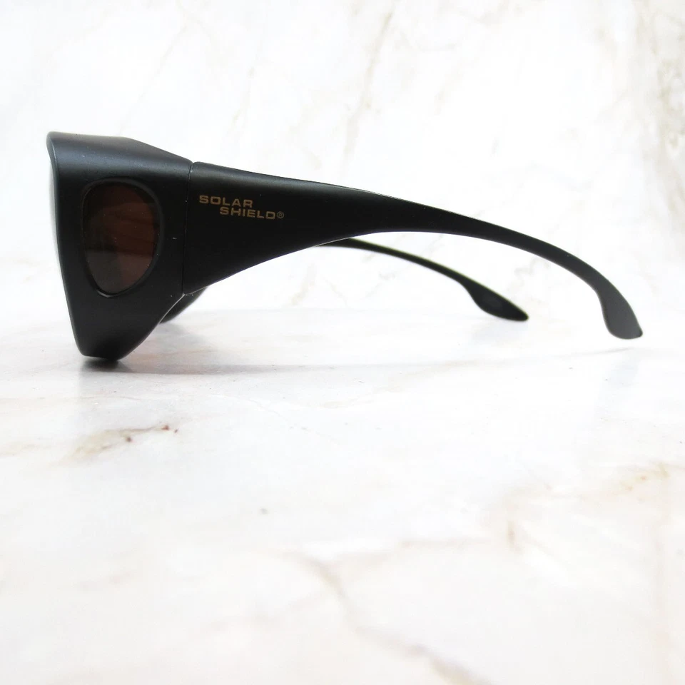 Solar Shield Eyeglasses Frame Women's Black Metal Full Rim Wrap Polarized Lens - Image 3 of 4