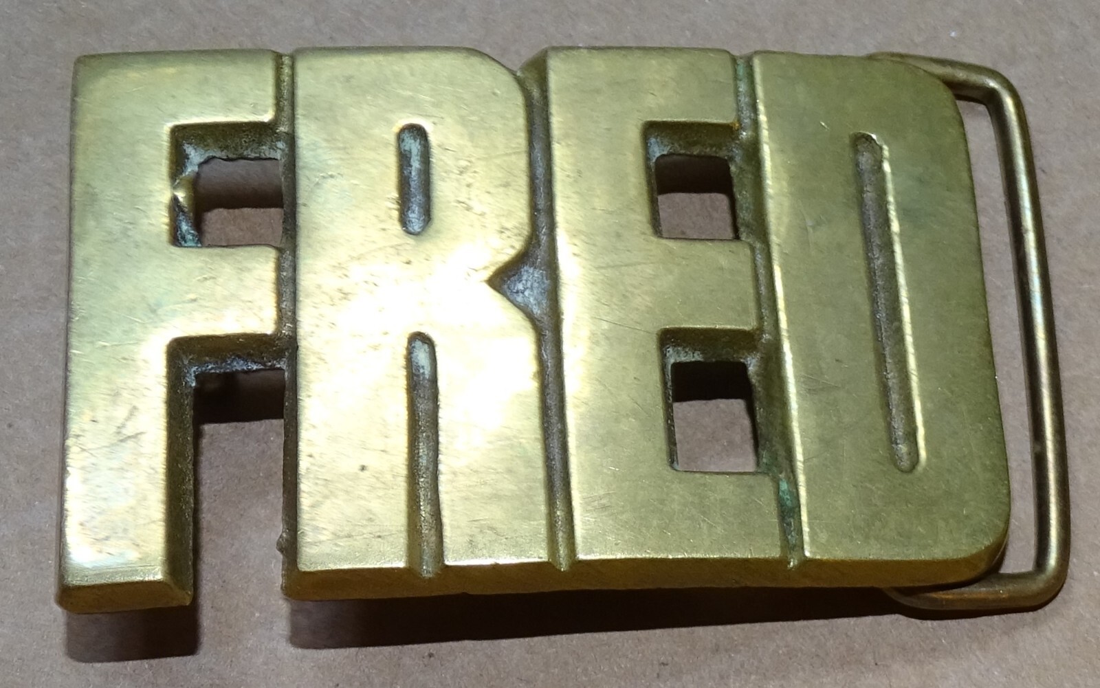 FRED name block letters 1978 solid brass Baron Br… - image 4