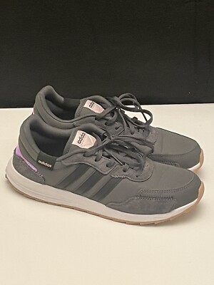 adidas Retrorun Dark Gray Sneakers Side Stripes Womens Size