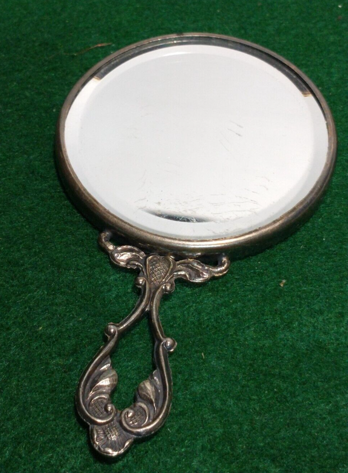 ANTIQUE STERLING SILVER BEVEL EDGE SMALL HAND MIRRORENGRAVED NICE! eBay
