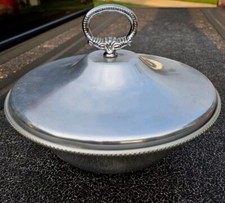 Vintage Buenilum Hammered Aluminum Covered Serving Dish - No Pyrex Made In USA