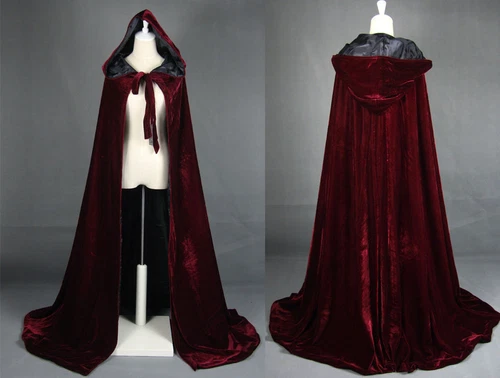Cloak Velvet & Satin Cape Renaissance Hooded Clothing Medieval Costume - Picture 2 of 20