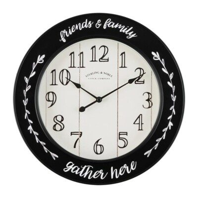 Sterling & Noble 11.5'' Round Wall Clock Friends & Family Shiplap Farmhouse NEW!